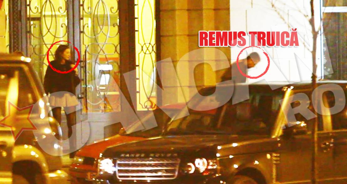 Truica si bruneta ies din restaurant