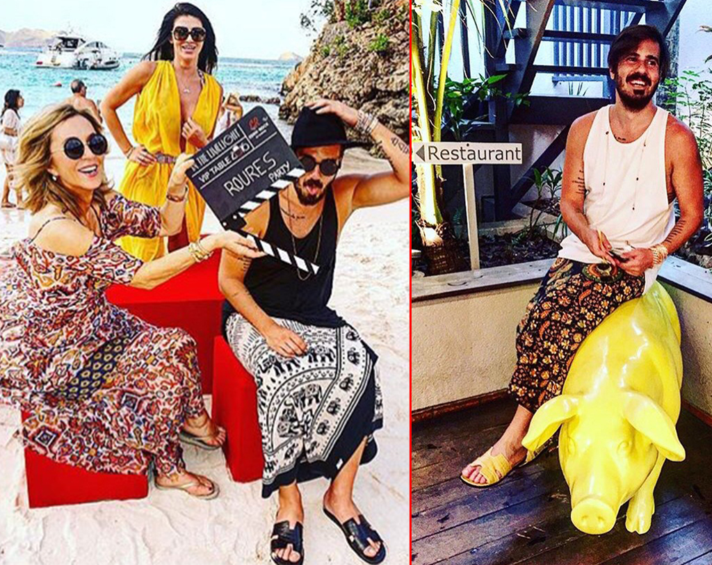 Fiind un fashion addicted stilat, Rani poartă… rochii şi papuci în St. Barth. Evident, Hermes. În imagine, fiul lui Adamescu apare alături de Anastasia Soare şi de o amică
