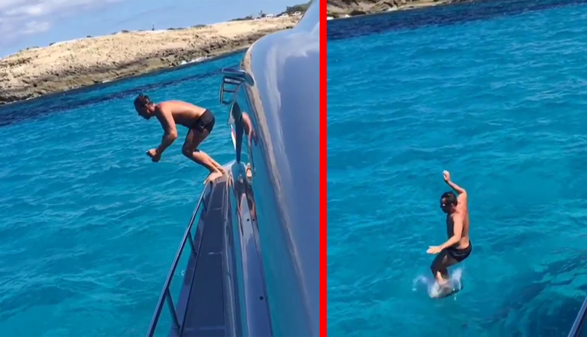 Faur sărind de pe yacht în apă