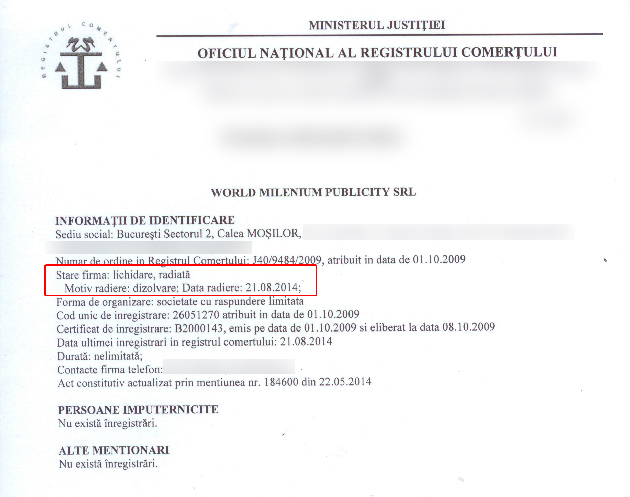 Una dintre cele doua firme cu care se lauda 