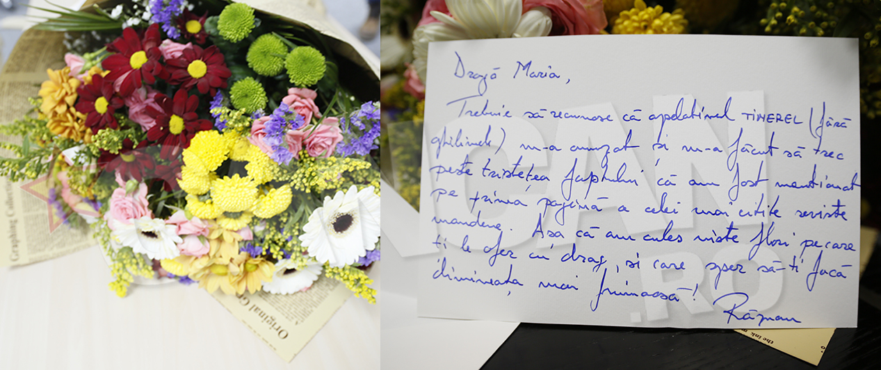 Răzvan Petrovici a fost atât de drăguţ încât să ne trimită un buchet de flori la redacţie. Nu atât de drăguţ ca Negoiţă, care (după cum veţi afla dintr-un material de la miezul nopţii) a încercat să ne mituiască, dar orişicât.