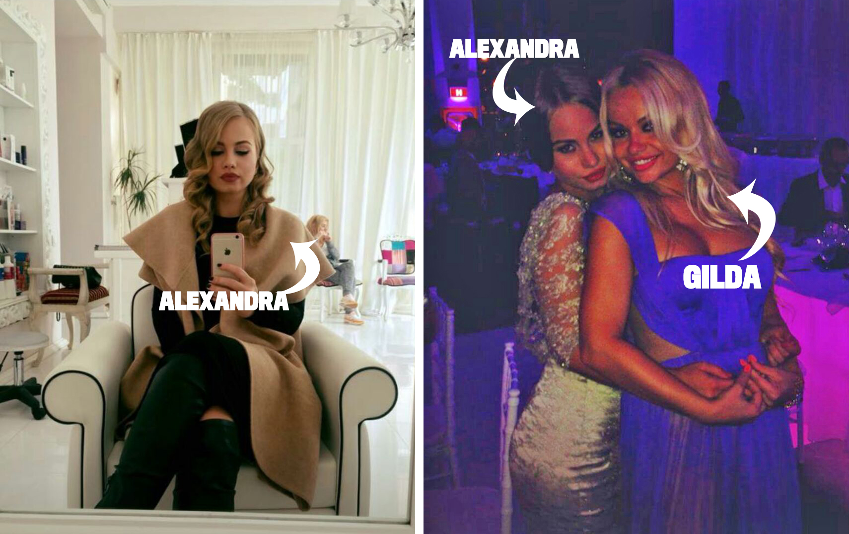 Gilda şi Alexandra, adică Pamela de România şi Mădălina Ghenea de Oradea