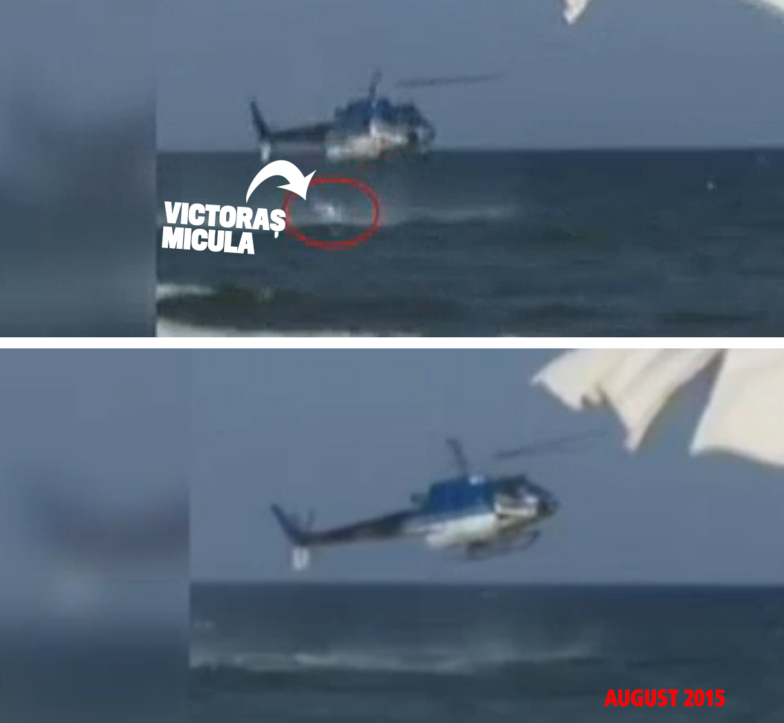Predestinare perfectă: dacă Alexandrei Gheţe îi place să se pozeze cu şampanii scumpe şi-n locuri de fiţe, Victoraş Micula s-a pozat plonjând în mare direct din elicopter, vara trecută