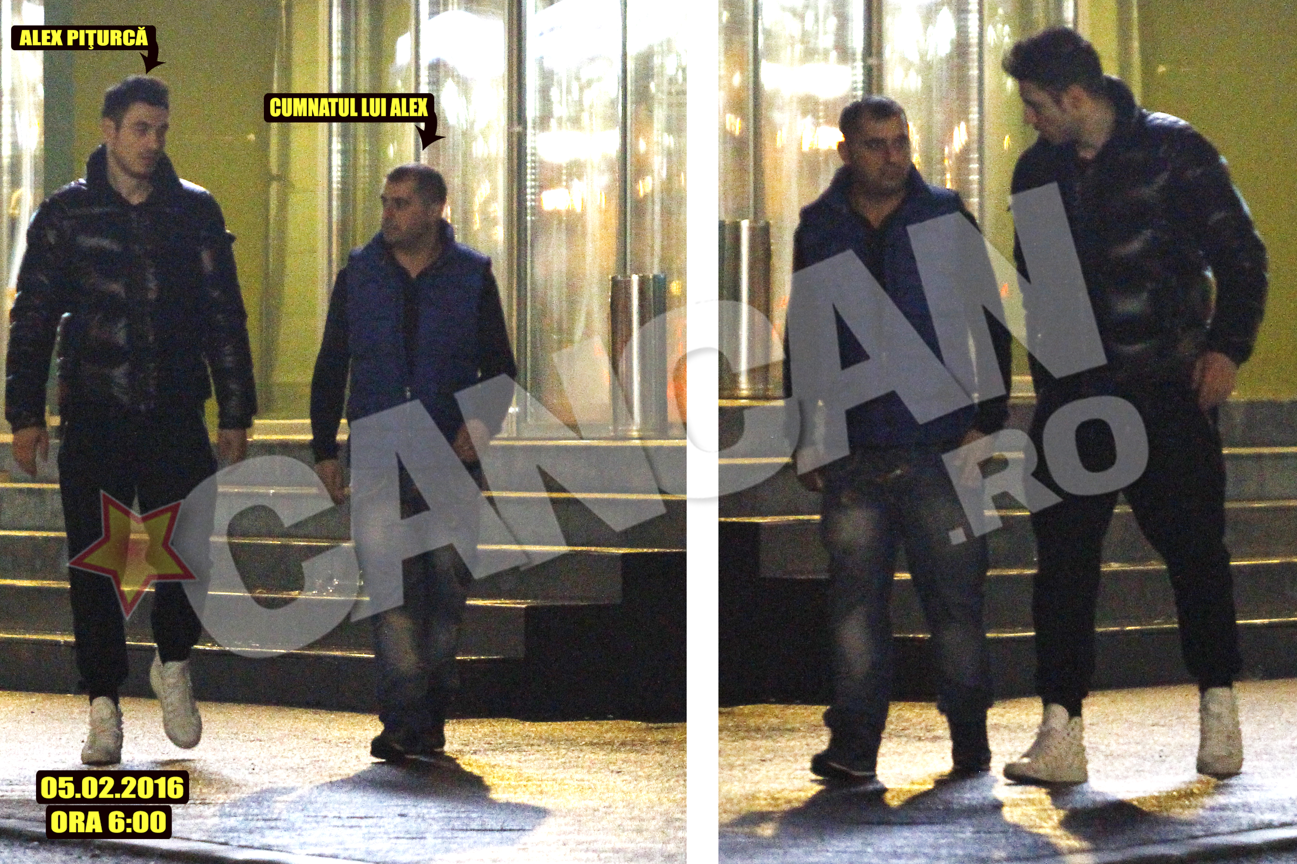 ”Ciorba şi manelele / Ne fac dimineţile” – Alex Piţurcă şi cumnatul acestuia păreau mult mai întremaţi când au plecat spre casă din Regie, după ce au consumat ceva de mâncare şi nişte manelele live