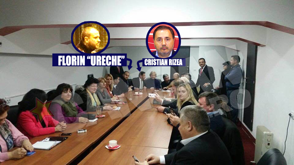 Suspendatul Cristi Rizea a condus sedinta din capul mesei, la dreapta sa aflandu-se 