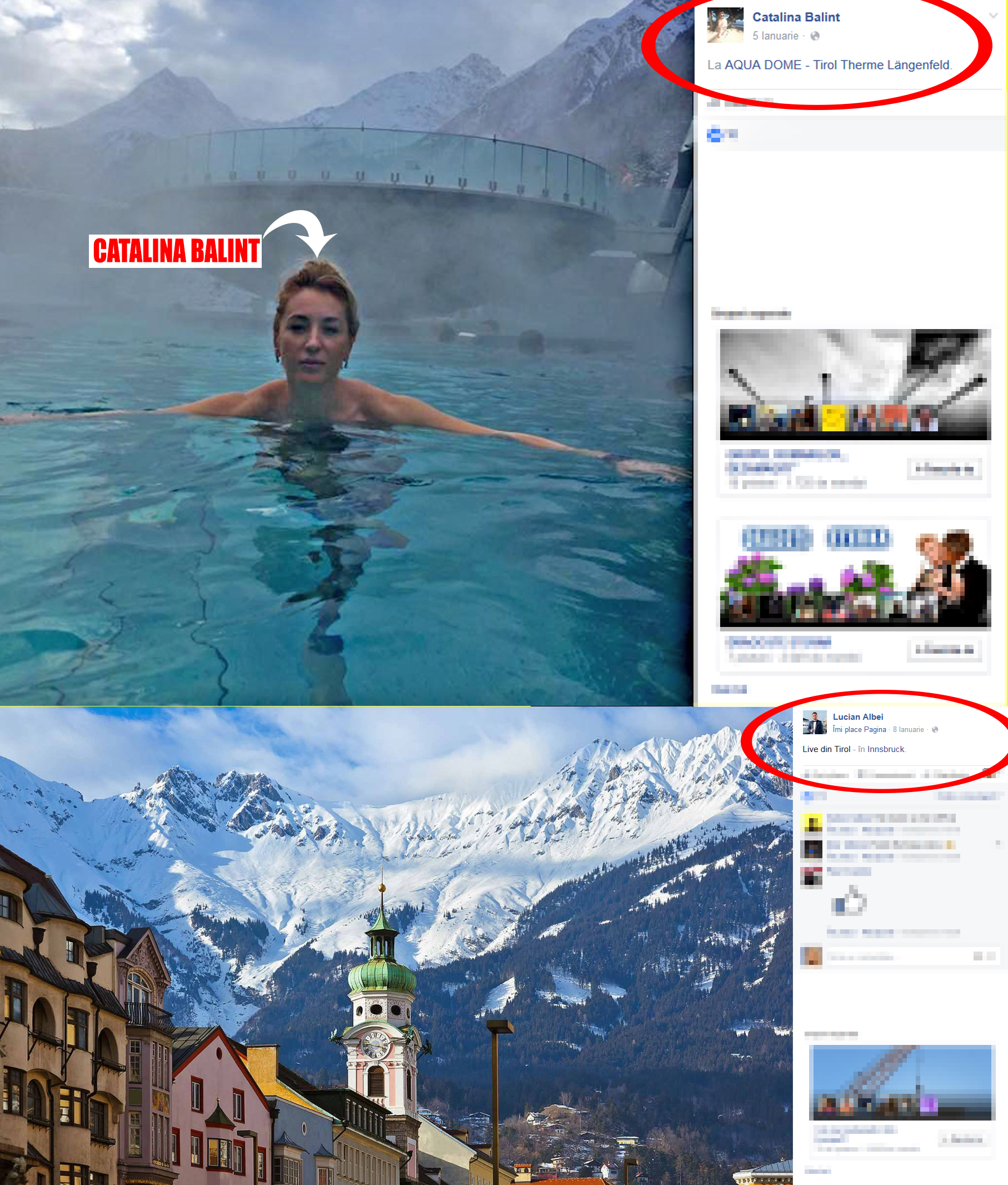 Revelionul i-a găsit pe cei doi îndrăgostiţi în Austria, atât Cătălina, cât şi tânărul Albei postând imagini din Tirol pe conturile lor de socializare