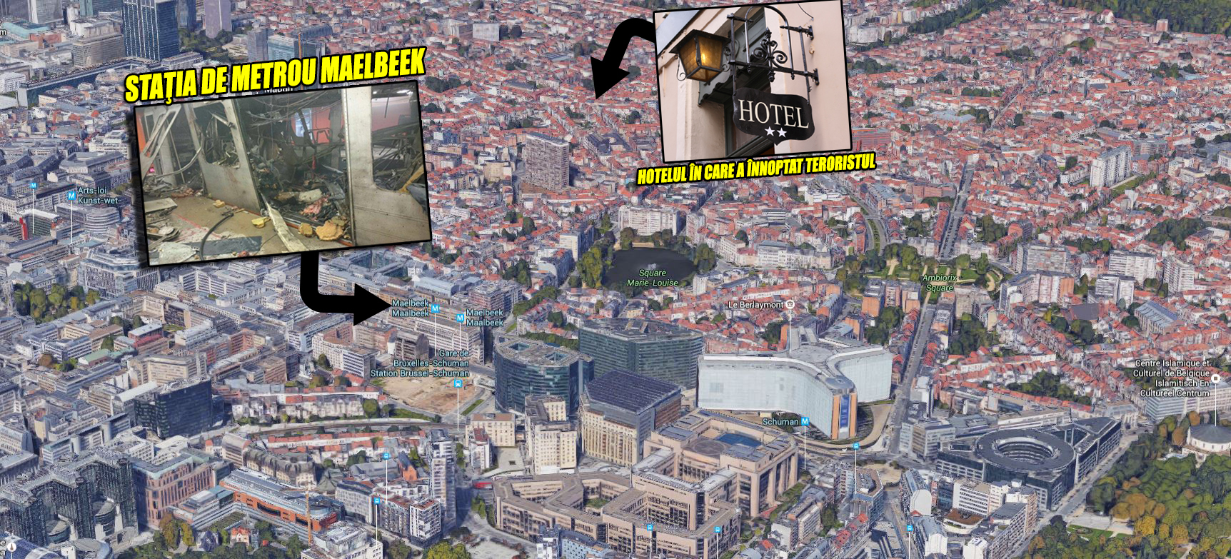 Hotelul în care s-ar fi plănuit atentatul de la metrou este situat la nici 10 minute de mers pe jos de staţia Maelbeek
