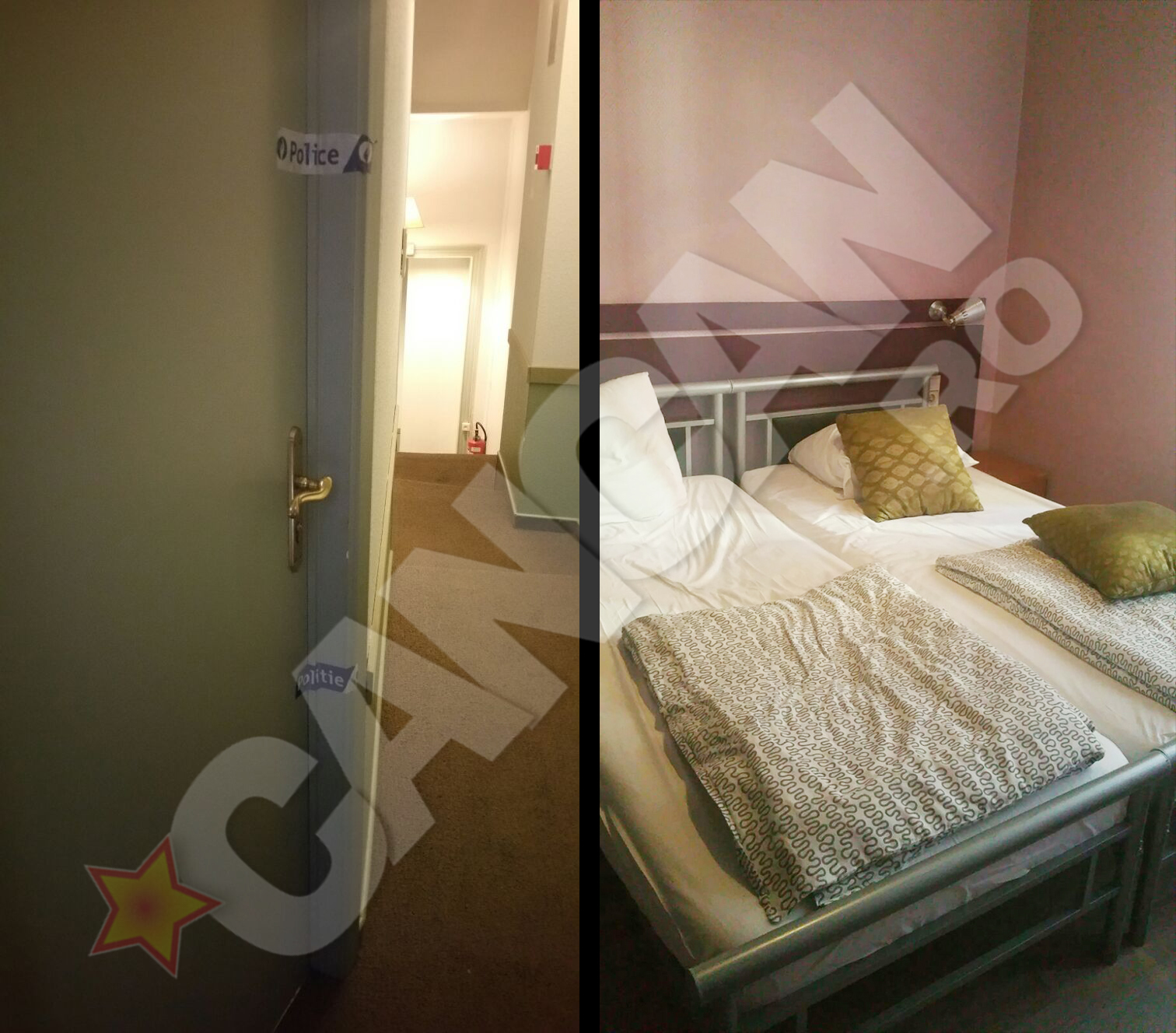 IMAGINI EXCLUSIVE. Aşa arată camera în care a înnoptat unul dintre terorişti înaintea atentatului şi pe care poliţiştii au sigilat-o pentru conservarea probelor 