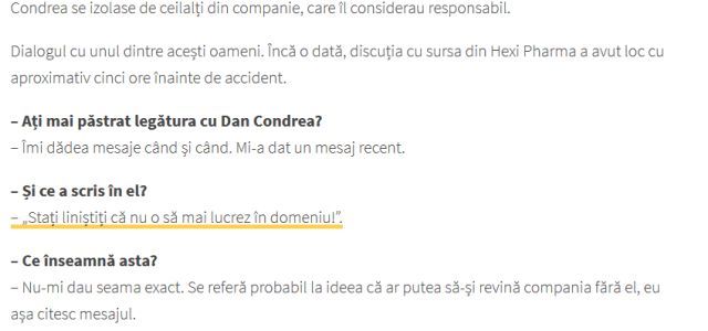 Sms-ul pe care l-a trimis patronul Hexi Pharma înainte să moară