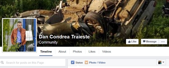 Pe Facebook a apărut pagina numită ”Dan Condrea Trăieşte”.