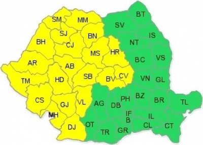 Acestea sunt zonele vizate de furtuni şi căderi de grindină