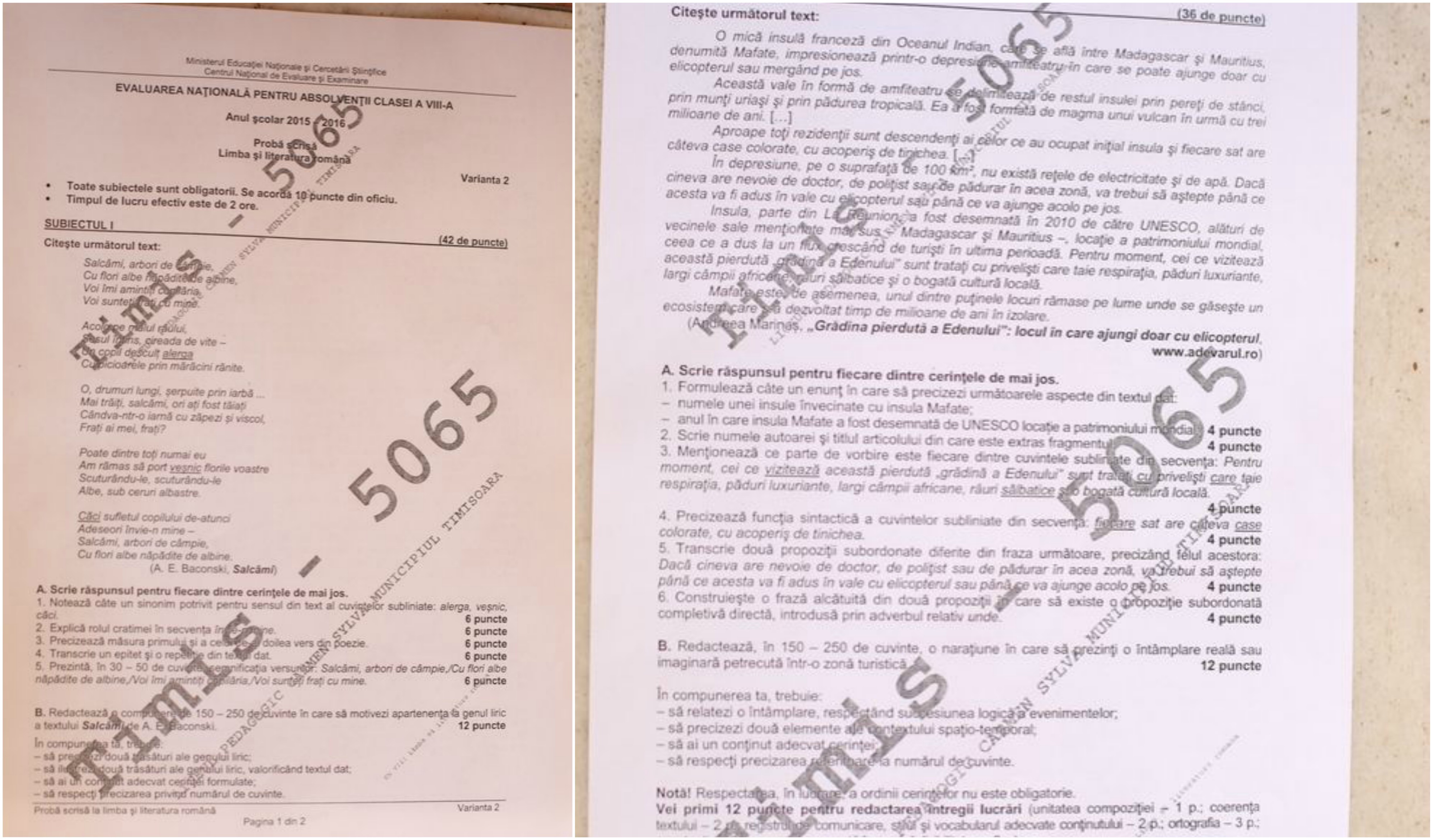 Iată subiectele de la Limba şi Literatura Romana