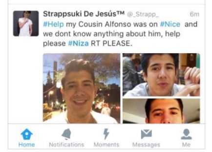 Tânărul a fost recent dat dispărut după atacul din Nisa