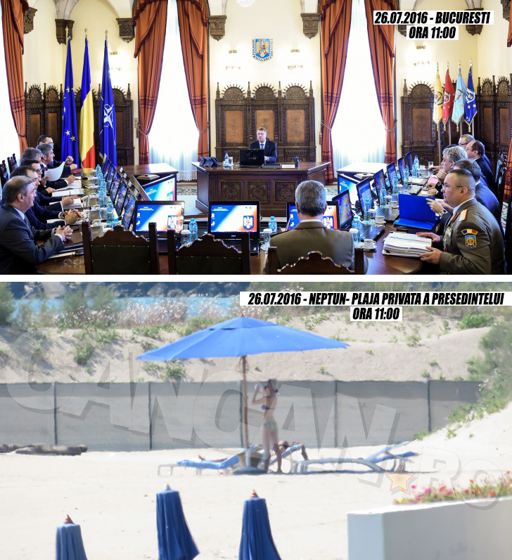 Marţi (26 iulie 2016), ţara ardea la Bucureşti, unde Iohannis convocase CSAT-ul, iar la Neptun trei doamne misterioase se lăfăiau pe plaja privată a preşedintelui 