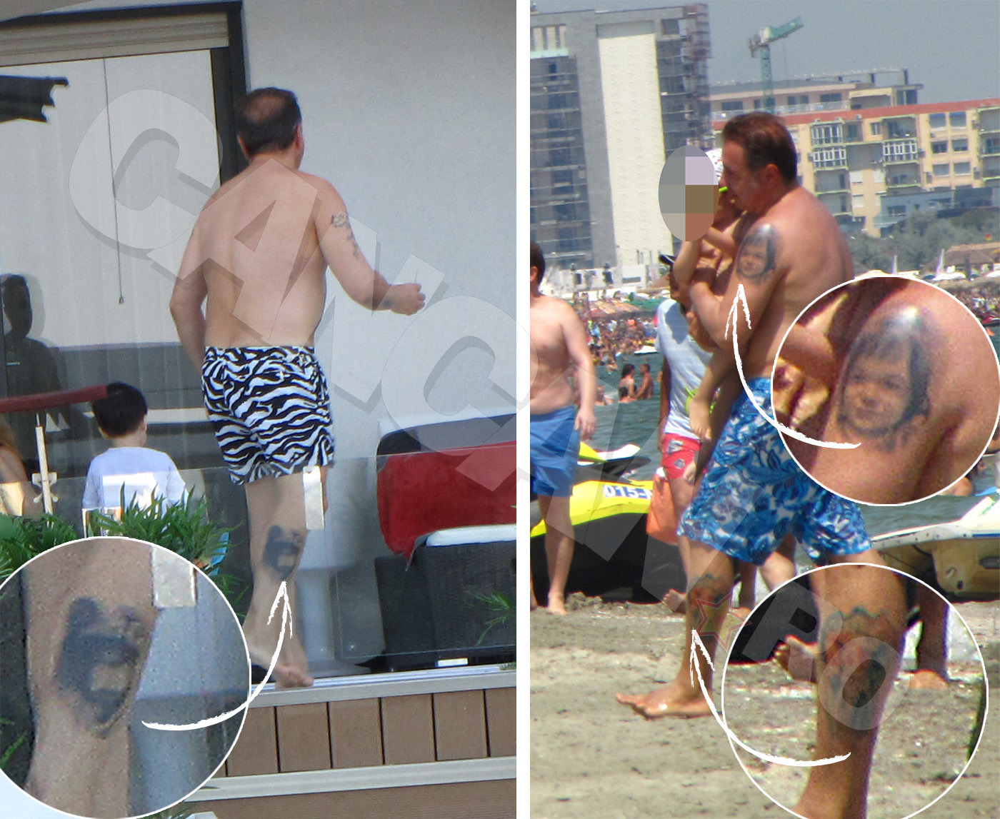 Politicianul este extrem de mândru de tatuajele sale, afişându-le fără reţineri, pe plajă.