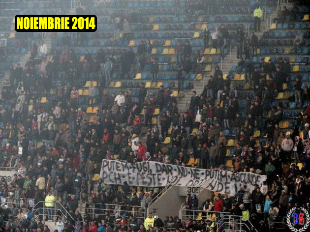 În noiembrie 2014, fanii dinamovişti au introdus în galeria Stelei un banner la fel de umilitor ca acela de aseară. Atunci, în mijlocul steliştilor a fost afişat mesajul: ”Putem fugi, dar nu ne putem ascunde/PCH e peste noi oriunde!”