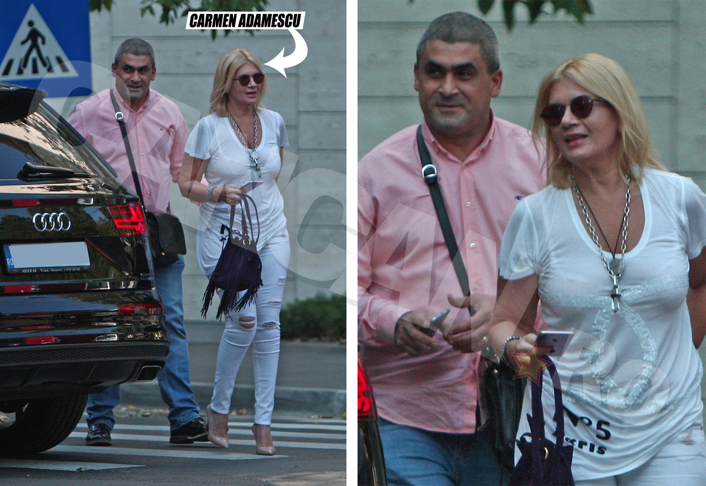 Carmen Adamescu este constant însoţită de agenţi de pază, mai ceva ca un şef de stat