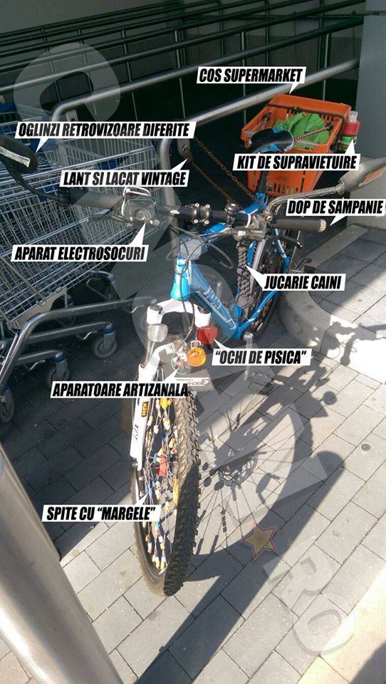 Cancan.ro a fotografiat cea mai tunată bicicletă din Bucureşti.