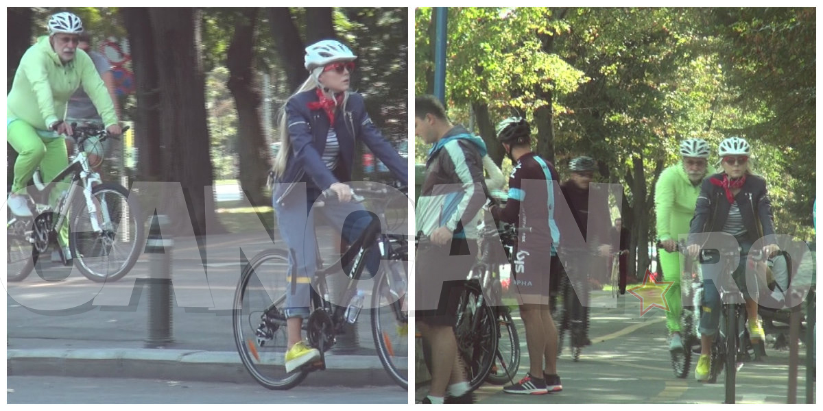 Adrian Sârbu şi iubita lui s-au plimbat cu bicicleta în Capitală.