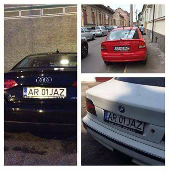 Aceste trei maşini circulă cu numere de înmatriculare identice