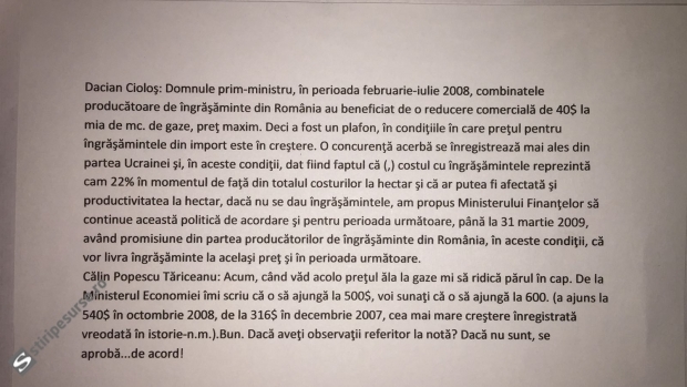 Stenograma prezentată de stiripesurse.ro
