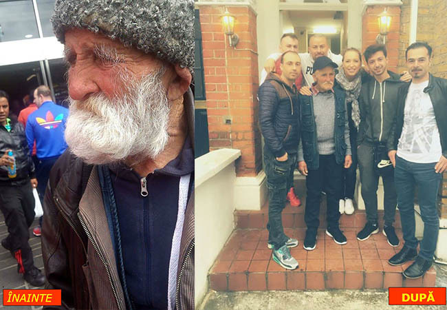 Moş Pătru este de nerecunoscut după ce mai mulţi tineri l-au ajutat.