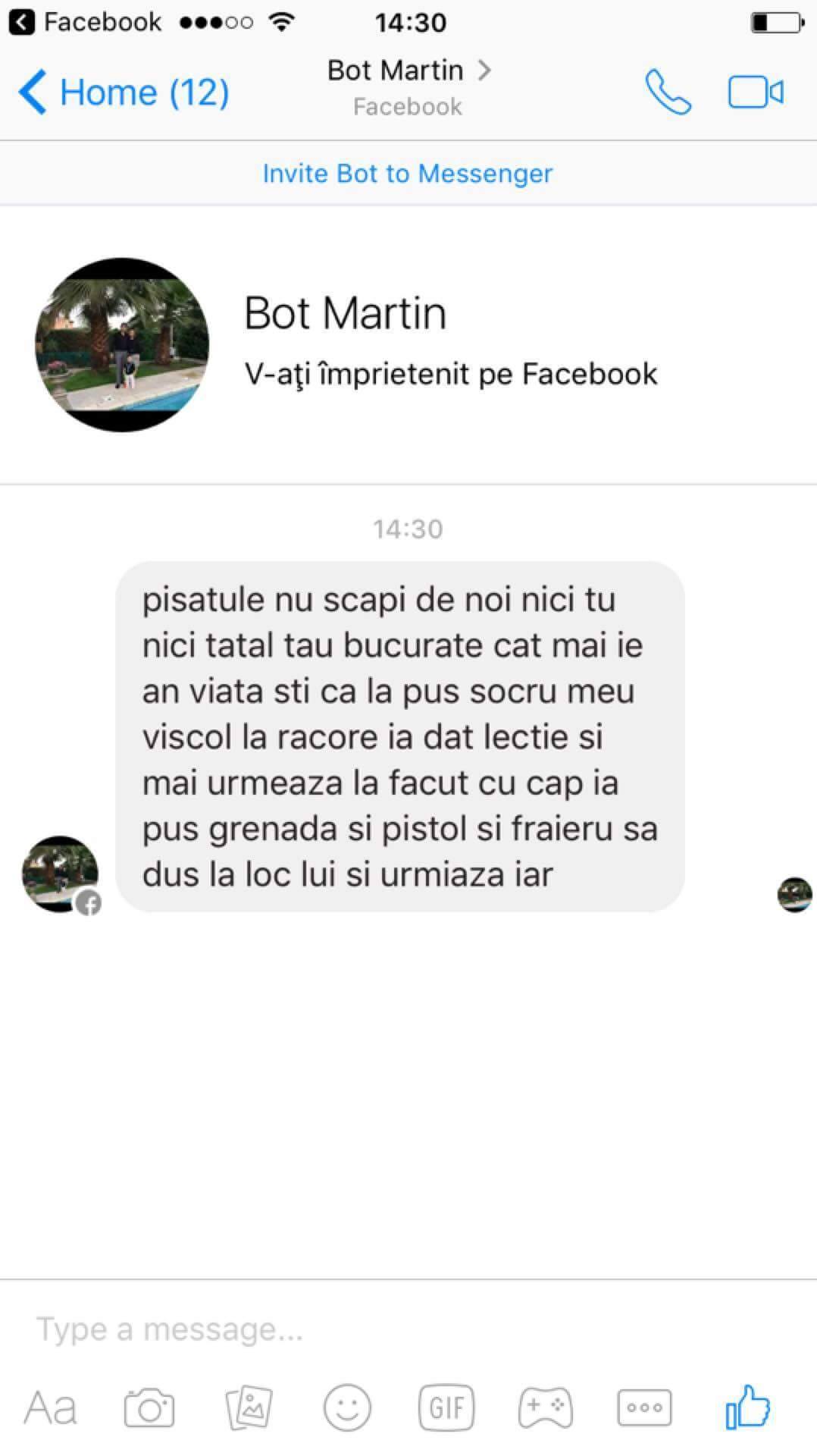 Acesta este mesajul primit de finul lui Adrian Minune de la interlopi