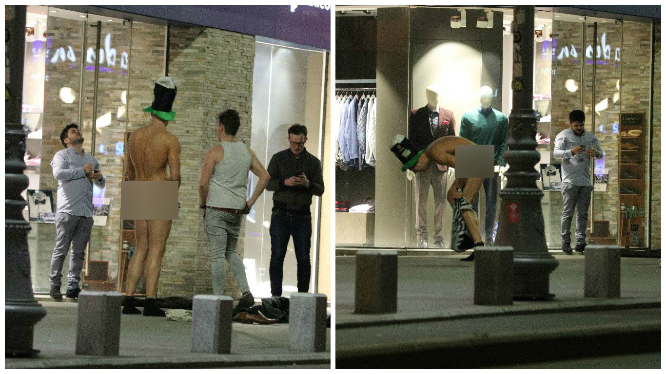 Tânărul a reuşit să se îmbrace după mai multe încercări.