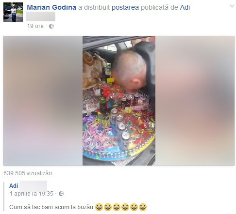 Poliţistul a distribuit postarea.