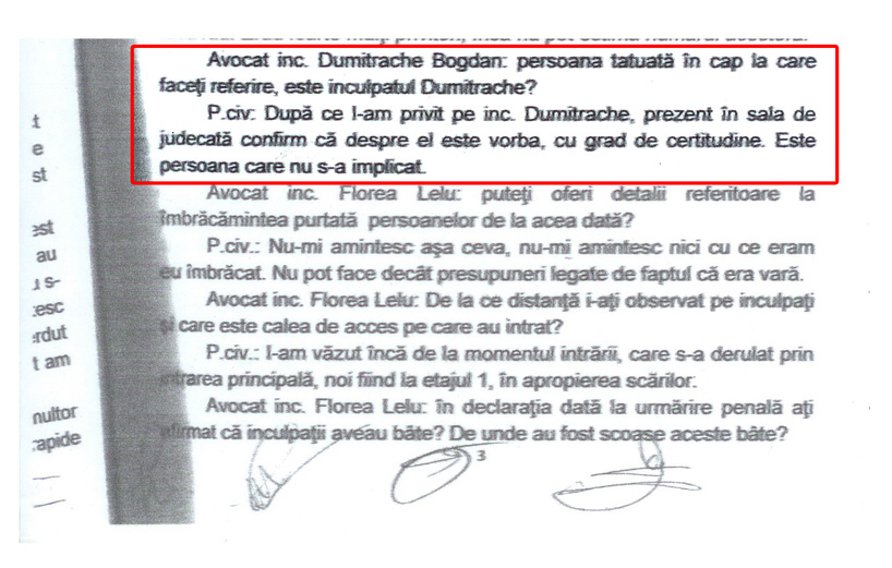 Aceasta este declaraţia care arată că Bogdan Dumitrache nu a participat la altercaţie