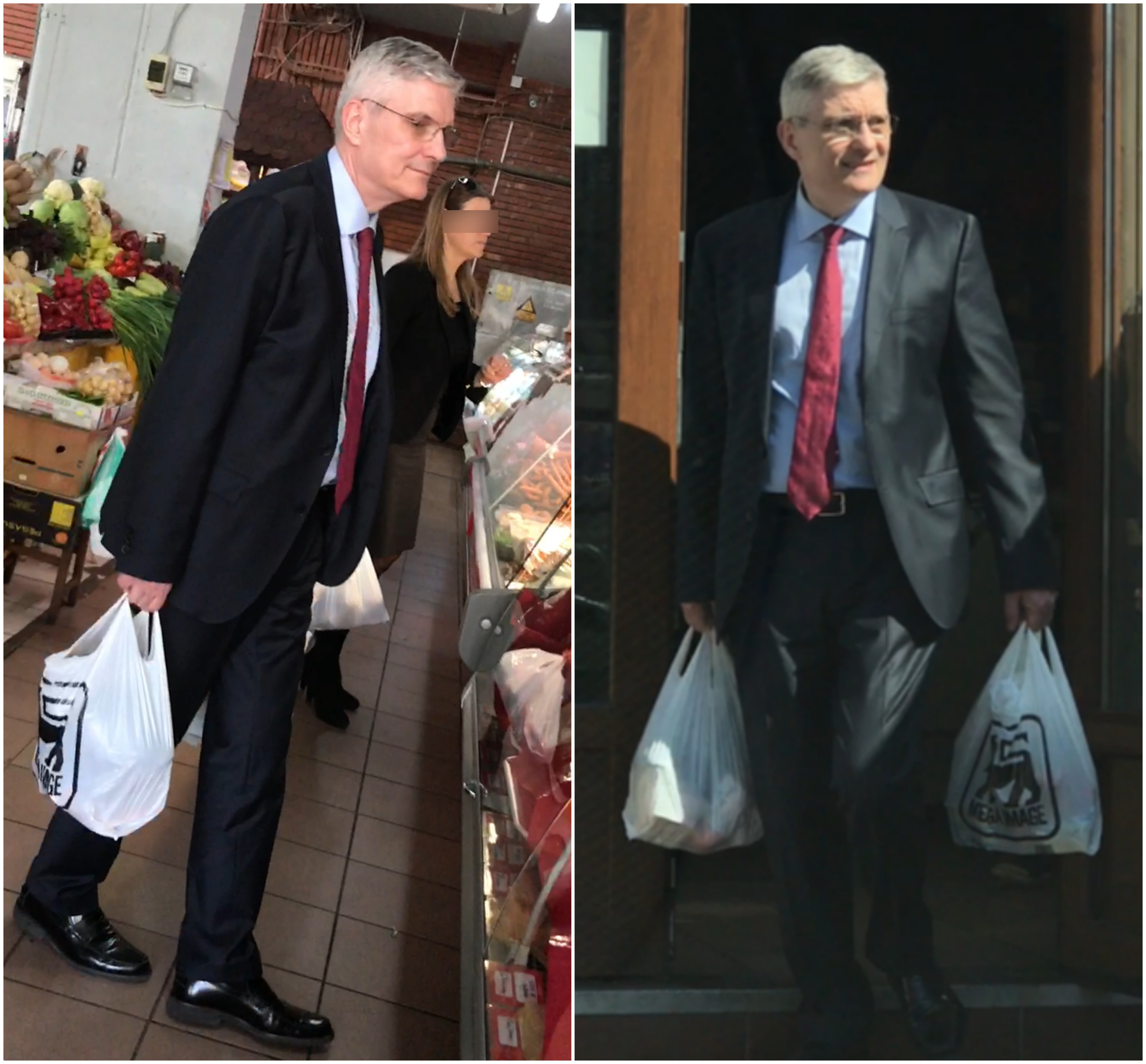 Fostul ministru a plecat cu zâmbetul pe buze de la piaţă, după ce şi-a făcut pe îndelete cumpărăturile şi a purtat şi o discuţie plăcută cu doamna din imagine, care venise la rândul ei să se ocupe de... îndatoririle gospodăreşti!