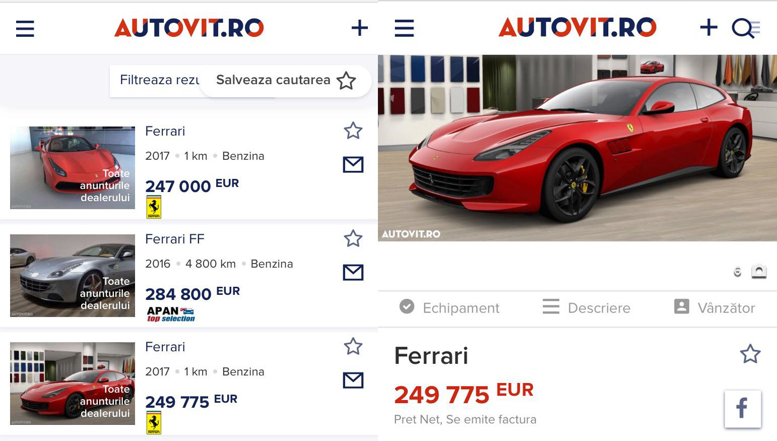 Semn rău pentru afacerea lui! Bossul Ferrari a ajuns să-şi vândă maşinile pe site-ul Târgului Vitan