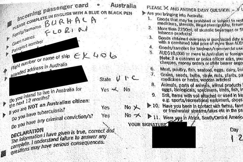 În septembrie 2015, Florin Burhală a semnat o declaraţie conform căreia plănuieşte să locuiască în Australia pentru un an. După câteva zile, a părăsit definitiv ţara de la Antipozi
