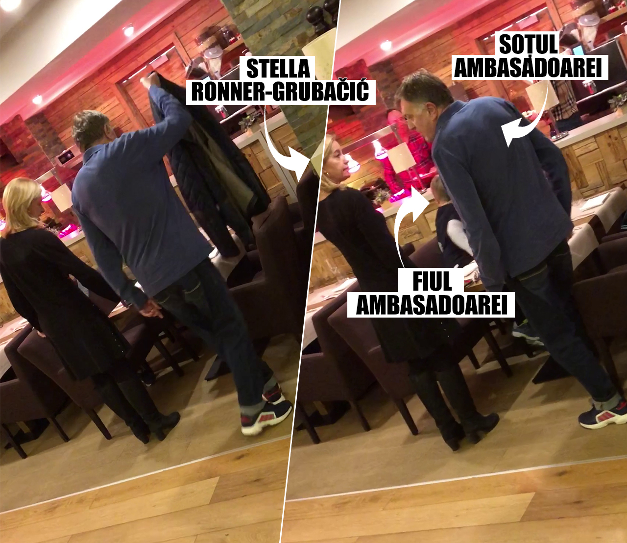 1 IANUARIE, ORA 19.45. Când au coborât din cameră la cină, diplomata olandeză s-a aşezat cu familia iniţial la o masă mai mică, aşteptând să ajungă şi familia Iordache în restaurant