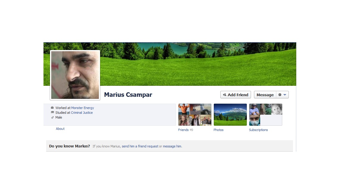 Celebrul criminal Marius Csampar si-a facut si el profil pe Facebook