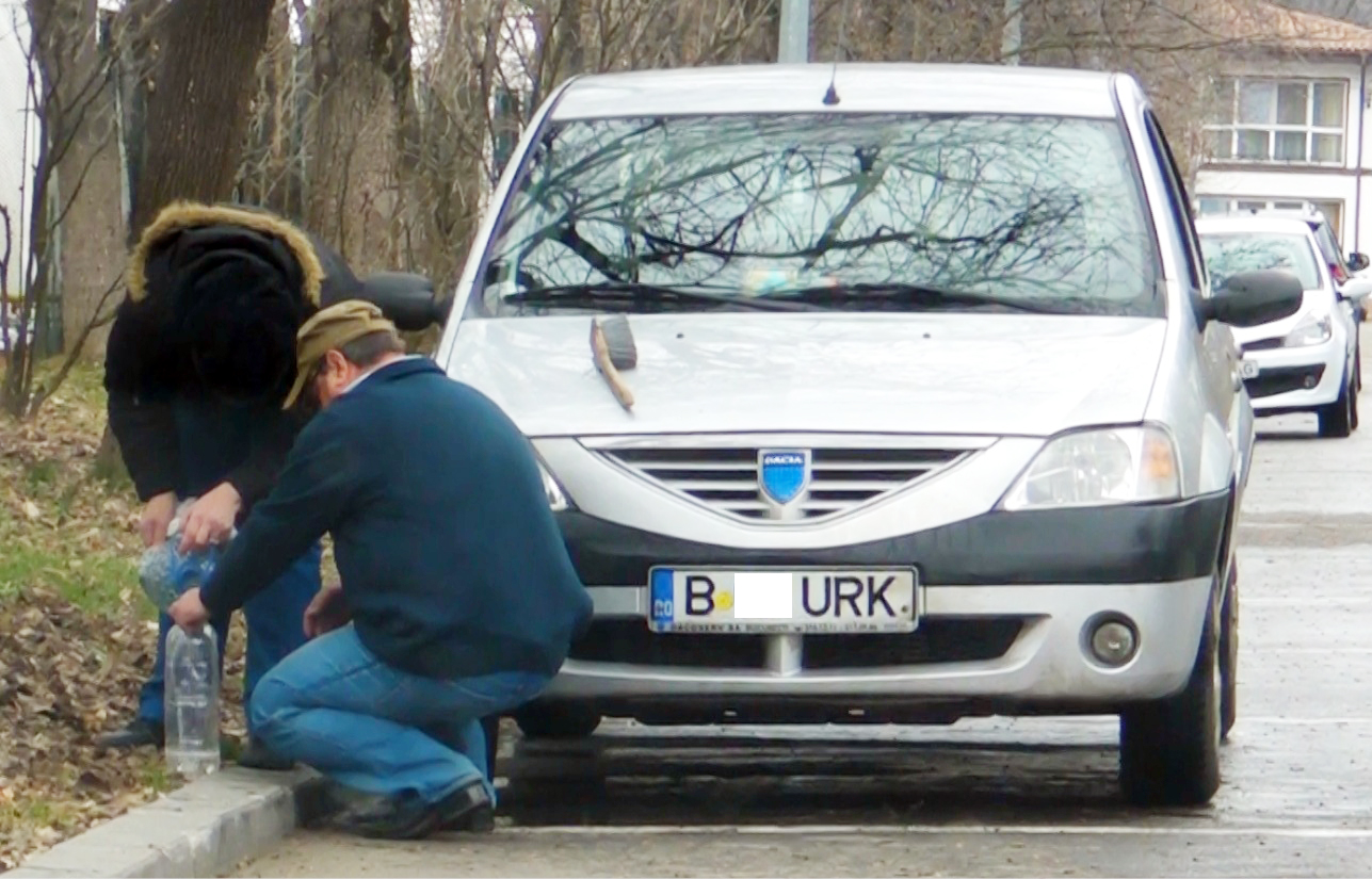 Doi bucuresteni si-au spalat masina in parc