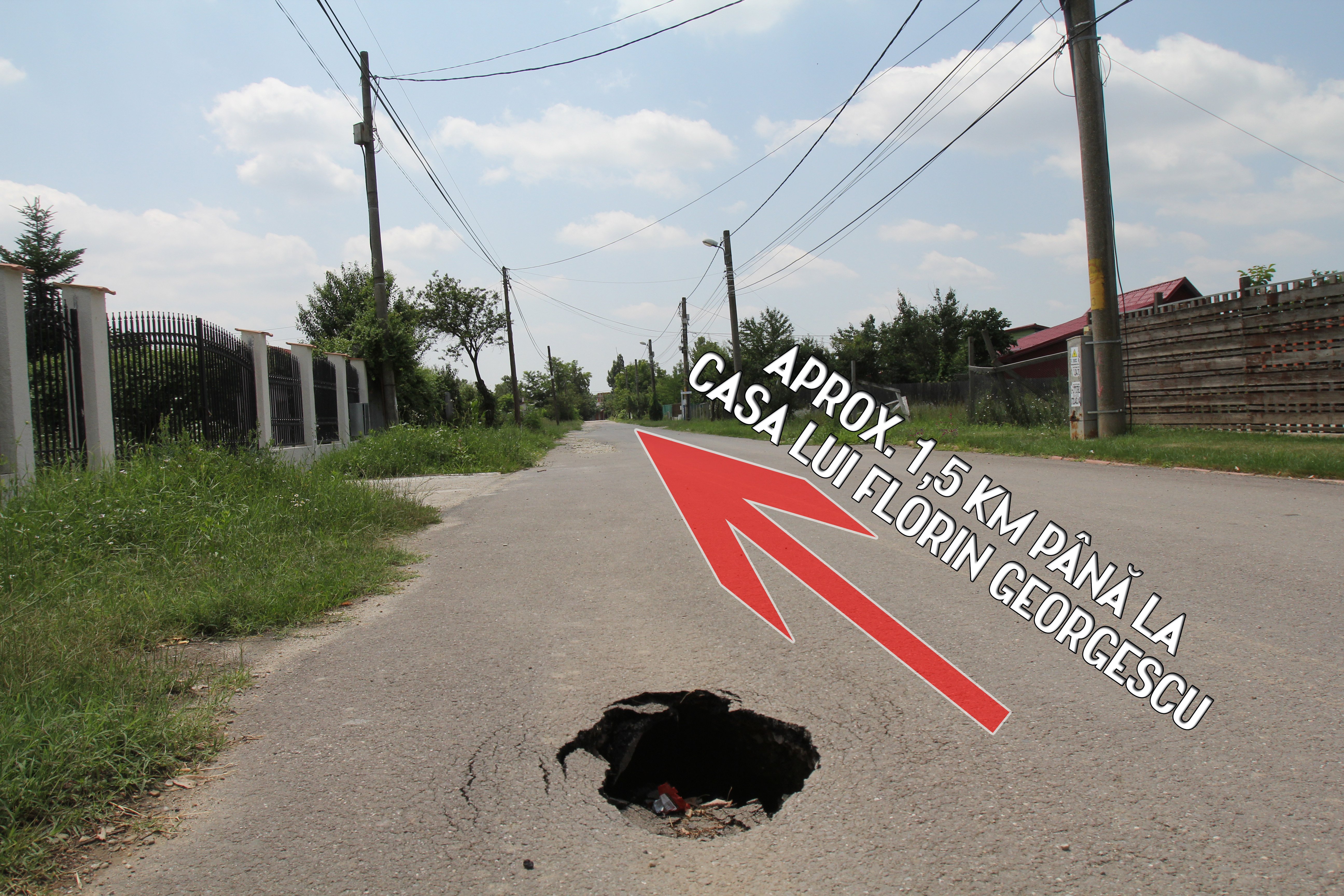 Una din gropile pe care oficialul BNR le intalneste in drumul catre casa