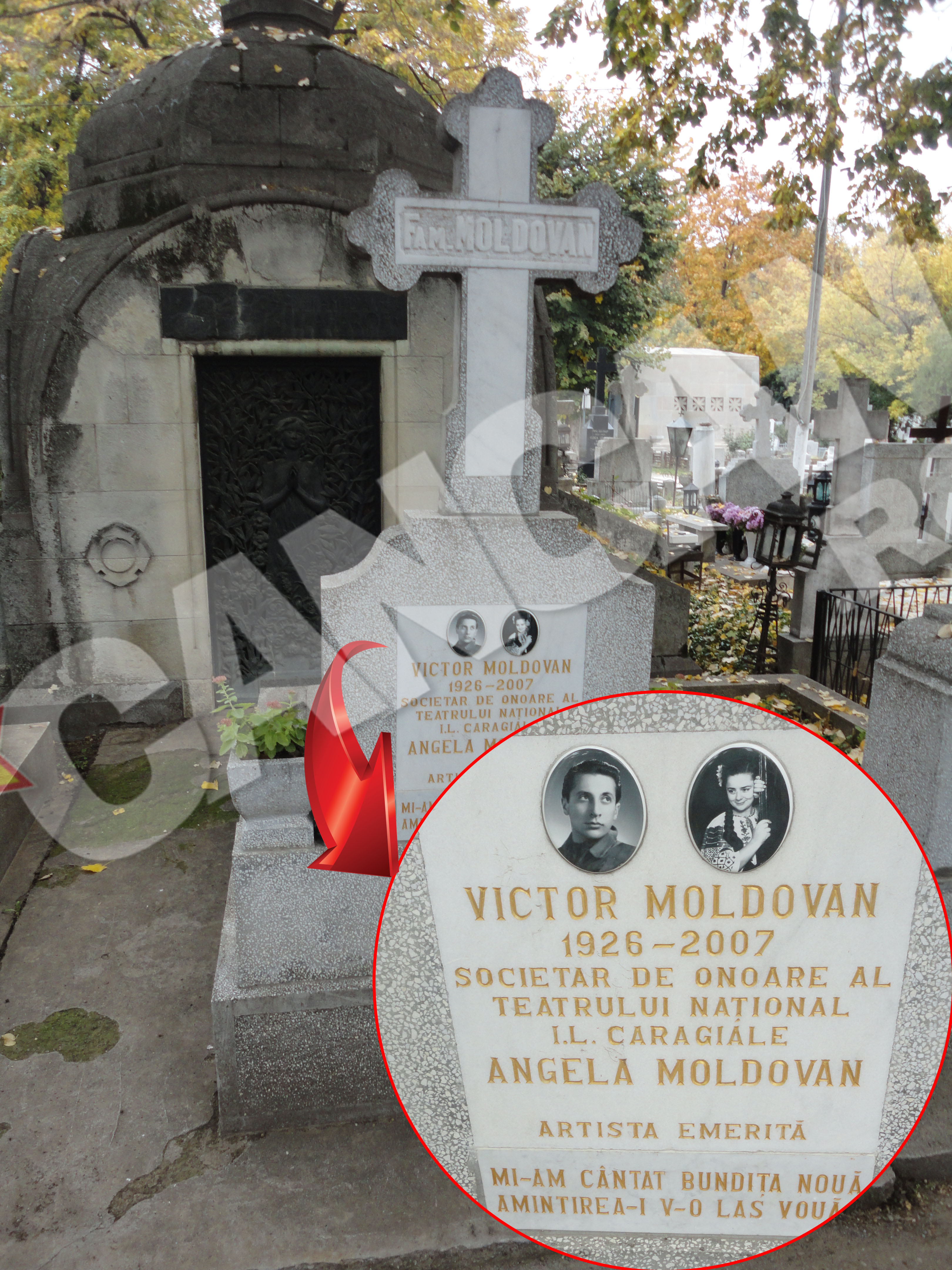 Angela Moldovan va fi inmormantata la cimitirul Belu, langa sotul sau