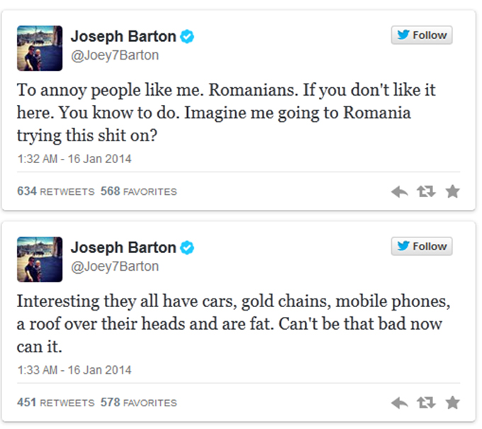 Acestea sunt doua dintre mesajele jignitoare ale lui Barton