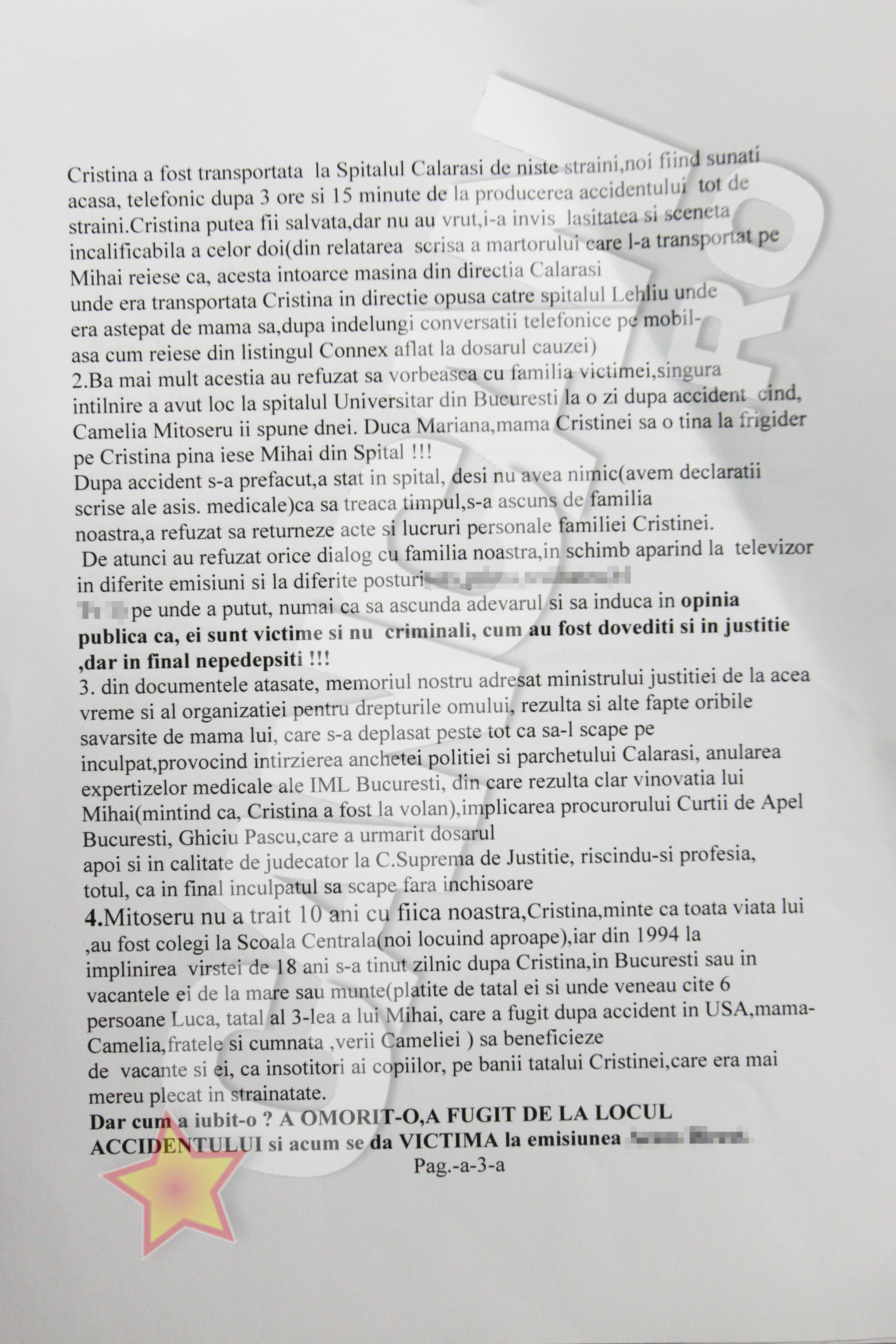 In documentul trimis catre CNA Stefan duca isi spune tot oful