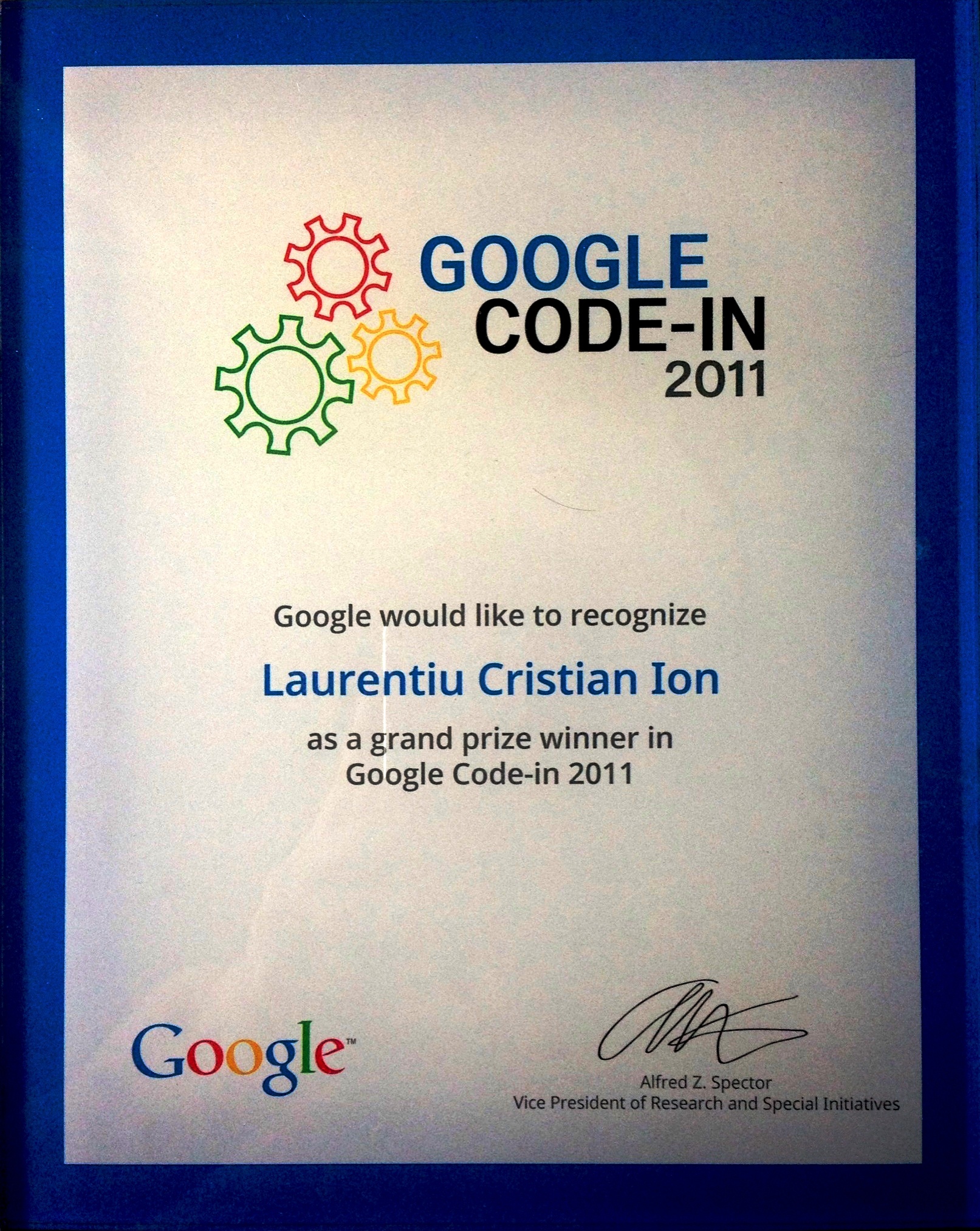 Tanarul a fost premiat de Google in urma cu ceva timp