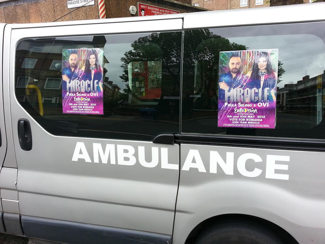 George Betianu a pus afise chiar si pe ambulantele pe care le detine, dar din pacate voturile nu au ajuns unde trebuie