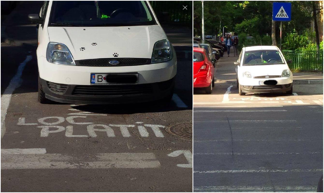 Locul de parcare a fost trasat chiar pe trecerea de pietoni