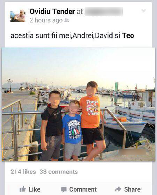 Acesta este mesajul postat de Ovidiu Tender pe internet