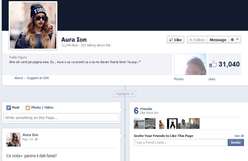 Una dintre peste 100 de pagini false facute de diferiti pusti in numele Aurei Ion