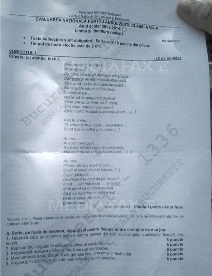 Acestea sunt subiectele de la proba scrisa la Limba si Literatura Romana
