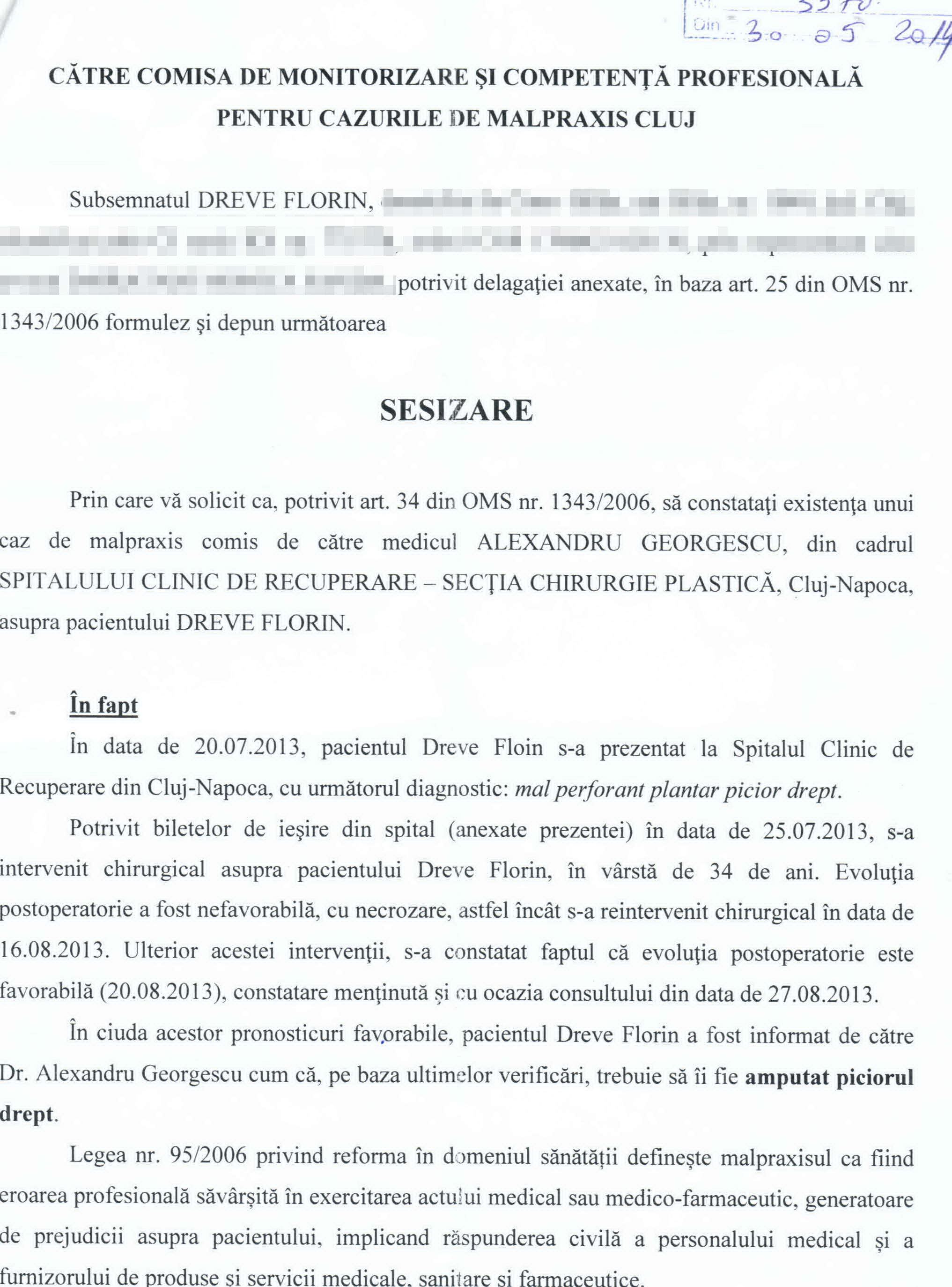 Avocata a cerut Comisiei de Malpraxis sa ancheteze cazul