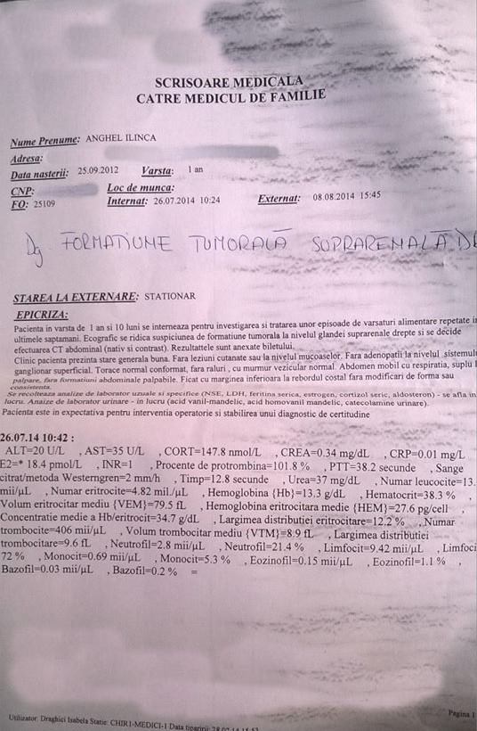 Micuta trebuie operata de urgenta