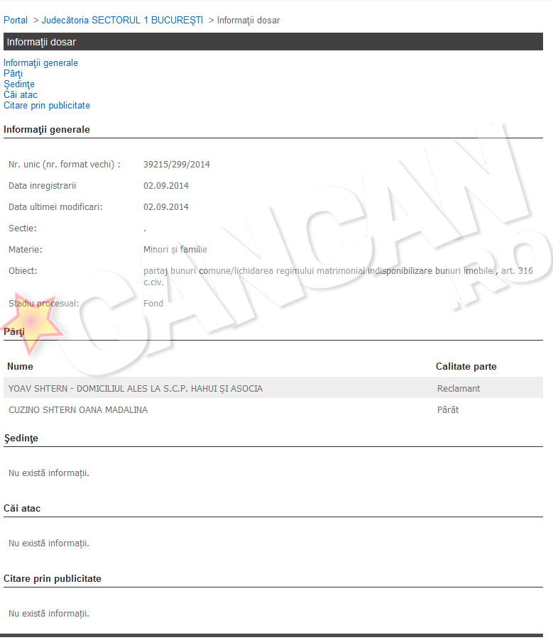 Cererea a fost inregistrata la Judecatoria Sector 1