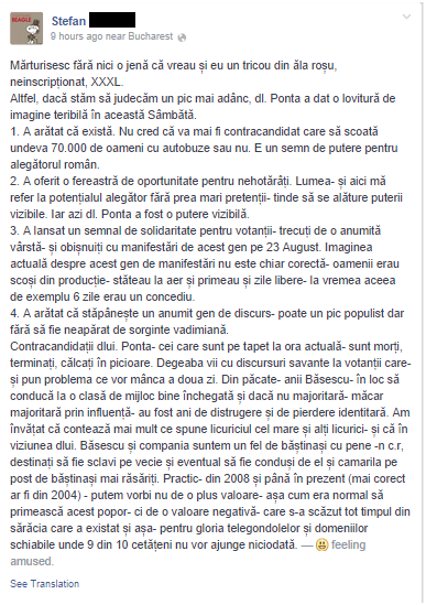 „Mărturisesc fără nici o jenă că vreau şi eu un tricou din ăla roşu, neinscripţionat, XXXL”
